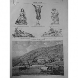 1864 MI BEAUX ARTS SCULPTURES VILLA MATHILDE BELGIRATE LAC COME