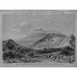 1866 MI ASIE VUE GENERALE BAYASID MONT ARARAT CROQUIS M.TEXIER