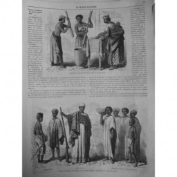 1864 MI FEMMEES NOIRES PILANT FARINE TYPES COSTUMES SENEGAL