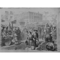 1866 MI INAUGURATION CHEMIN FER BADAJOZ LISBONNE VISITE MARCHE CROQUIS M.BAUMAN