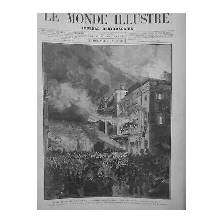 1881 MI INCENDIE THEATRE NICE FACADE MOMENT SINISTRE DESSIN M.SCOTT