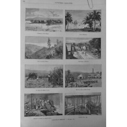 1884 ÎLE JAMAÏQUE ARSENAL PORT ROYAL CANNE SUCRE MOULIN SINE KINGSTON