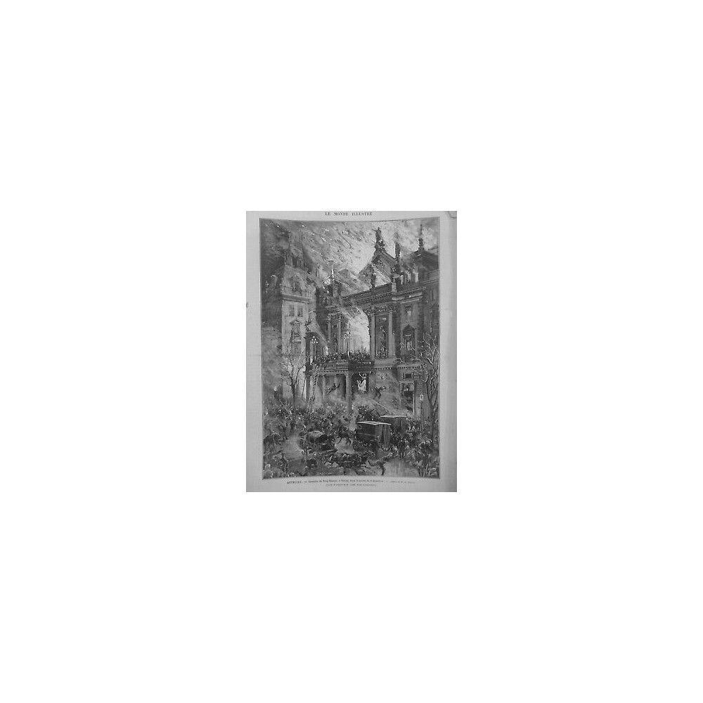 1881 MI AUTRICHE INCENDIE BING THEATRE VIENNE DESSIN M.HAENEN