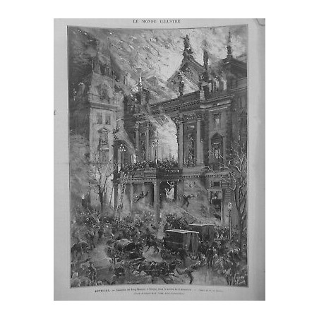 1881 MI AUTRICHE INCENDIE BING THEATRE VIENNE DESSIN M.HAENEN