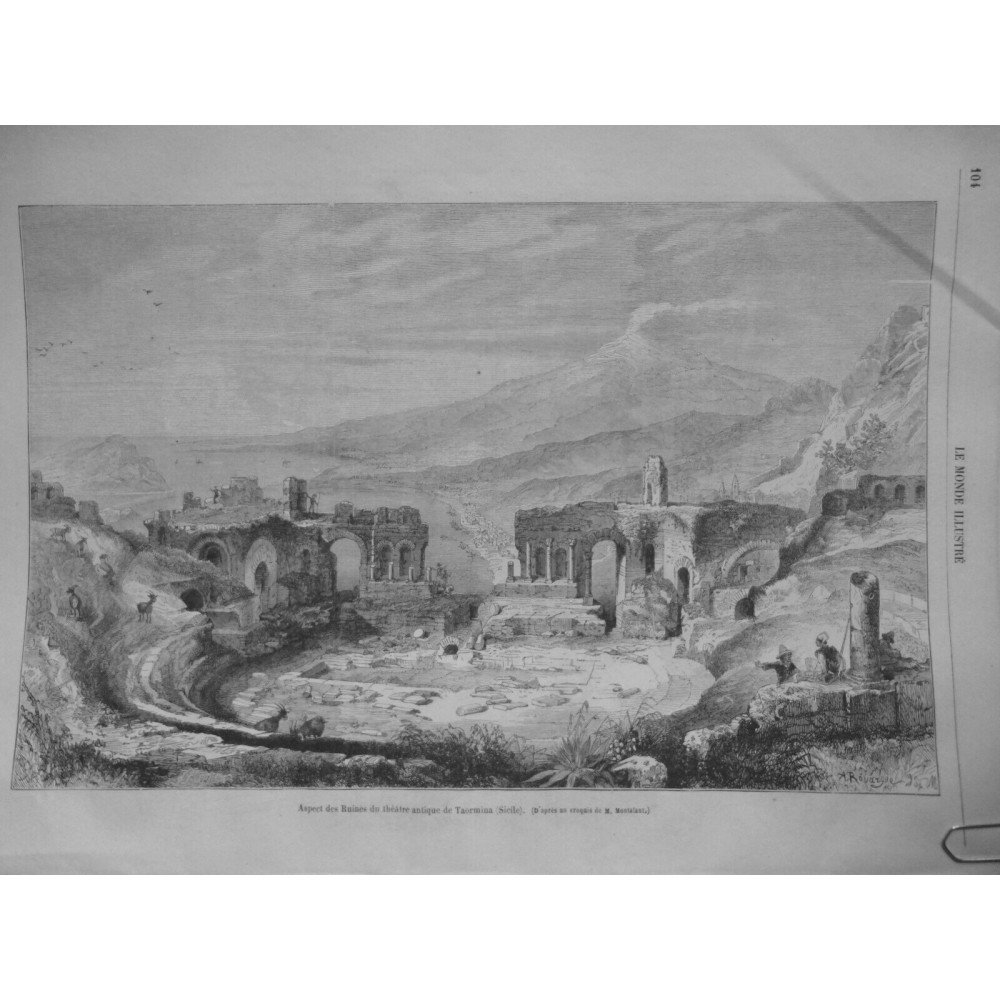 1864 MI RUINES THEATRE ANTIQUE TAORMINA SICILE