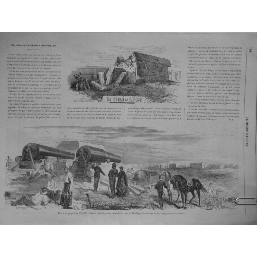 1864 MI ESSAIS PROJECTILES ARTILLERIE SHOEBURGNESS ANGLETERRE