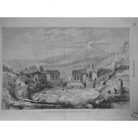 1864 MI ASPECT RUINES THEATRE ANTIQUE TAORMINA SICILE