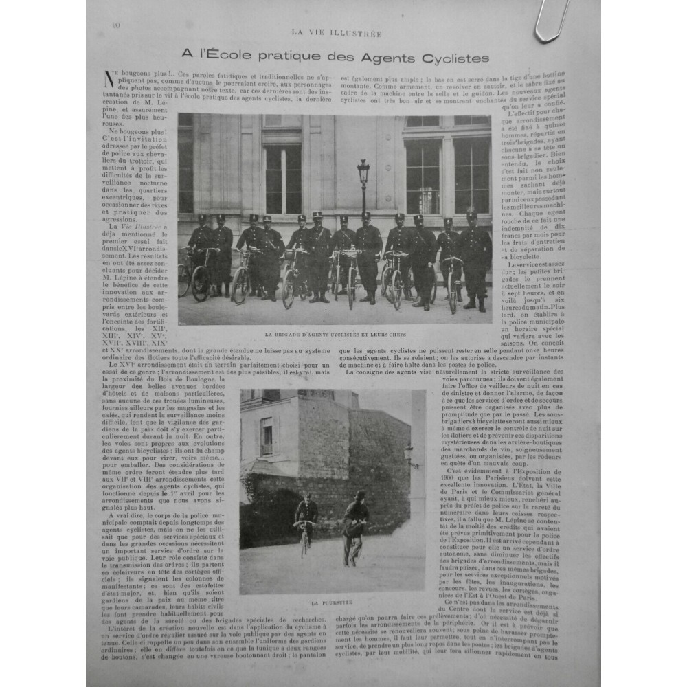 1900 VI CYCLISTE VELO ECOLE AGENT BRIGADE HALTE POSTE POLICE