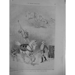 1889 CIRQUE DOMPTEUR CHEVAL LION CHIEN HIPPODROME