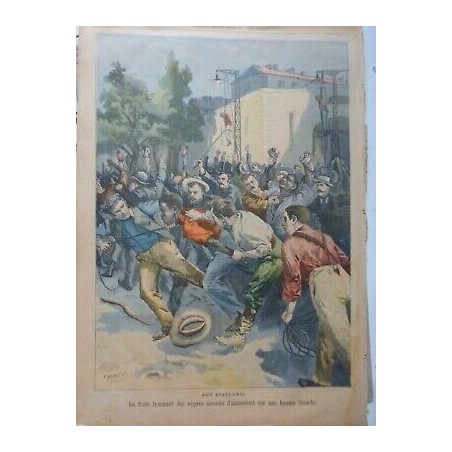 1901 HOMMES NOIRS AMERIQUE ESCLAVAGE LYNCHAGE FOULE HOMMES ACCUSES ASSASSINAT