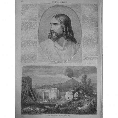 1864 UI TETE CHRIST PAUL DELAROCHE FOUILLES POMPEI