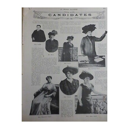 1910 FEMMES VOTE CANDIDATES SENAT MME.CHAPUIS CHEMIN PELLETIER MARSIL AUCLERC