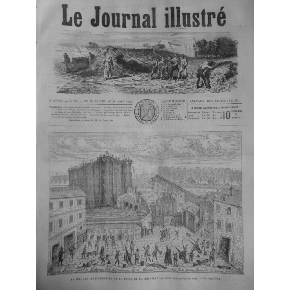 1869 JI 14 JUILLET ANNIVERSAIRE PRISE BASTILLE