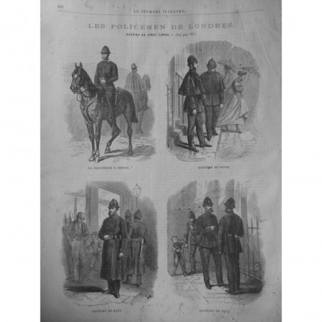 1869 JI POLICIERS LONDRES CHEVAL COSTUMES JOUR PLUIE NUIT