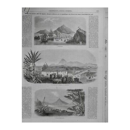 1853 I NICARAGUA M.SQUIER ILE TIGRE VILLE LEON VOLCAN VIEJO MOMOTOMBO