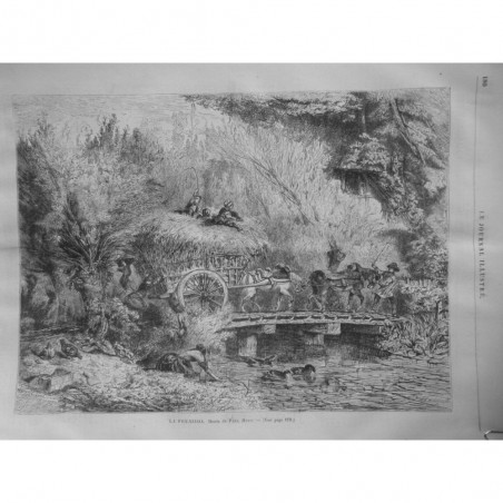 1869 JI LA FENAISON DESSIN PAUL HUET