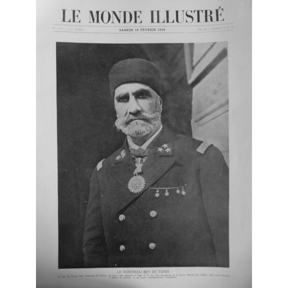 1929 MI NOUVEAU BEY TUNIS PRINCE AHMED BEN GALLINI