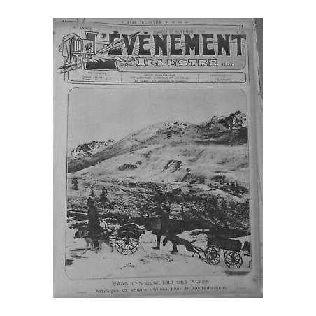 1914/1918 CHIEN SANITAIRE ALPES GLACIERS ATTELAGE RAVITAILLEMENT