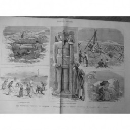 1885 EGYPTE LOUQSOR DECOUVERTE STATUE RHAMSES II HIEROGLYPHES