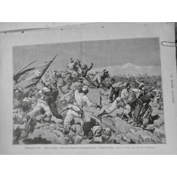 1880 MI PEROU BATAILLE TARAPACA MELEE COUTEAU DESSIN M.VIERGE