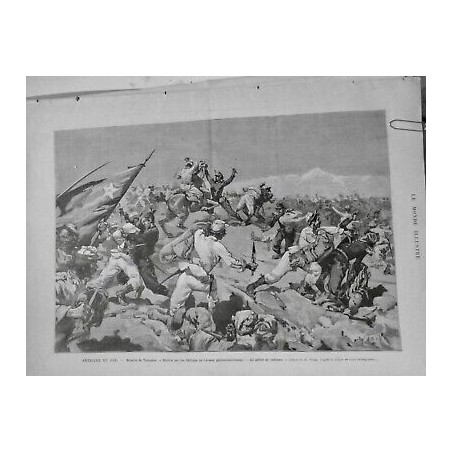 1880 MI PEROU BATAILLE TARAPACA MELEE COUTEAU DESSIN M.VIERGE