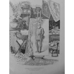 1887 PERSONNALITES EMILE WAUTERS ARTISTE PEINTRE BELGE DESSIN M.A.LYNEN