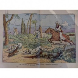 1936 LP INDE CHASSE RENARD CHIENS CAVALIER CHEVAL DESSIN CIGNOUX