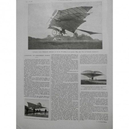 1908 I AVIATION AEROPLANE TRIPLAN ELLEHAMMER VOL DANEMARK