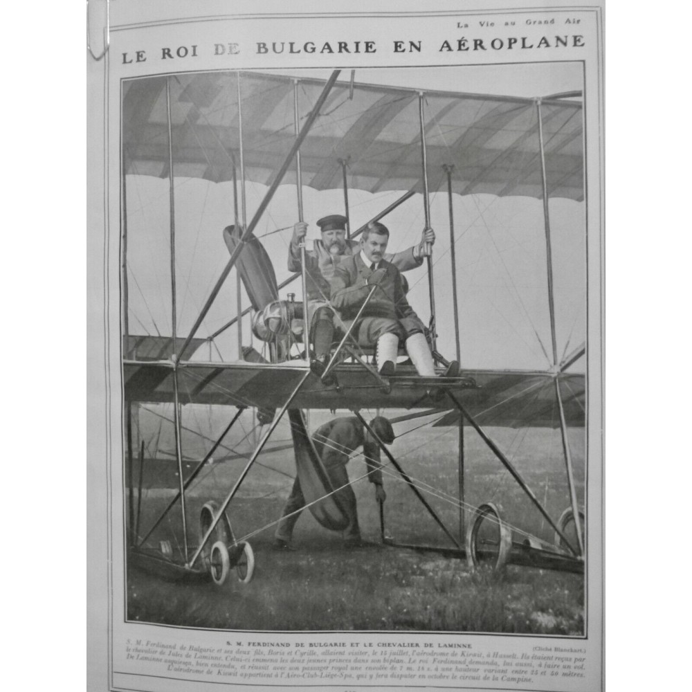 1910 VAGA AVIATION ROI BULGARIE FERDINAND AEROPLANE CHEVALIER LAMINNE