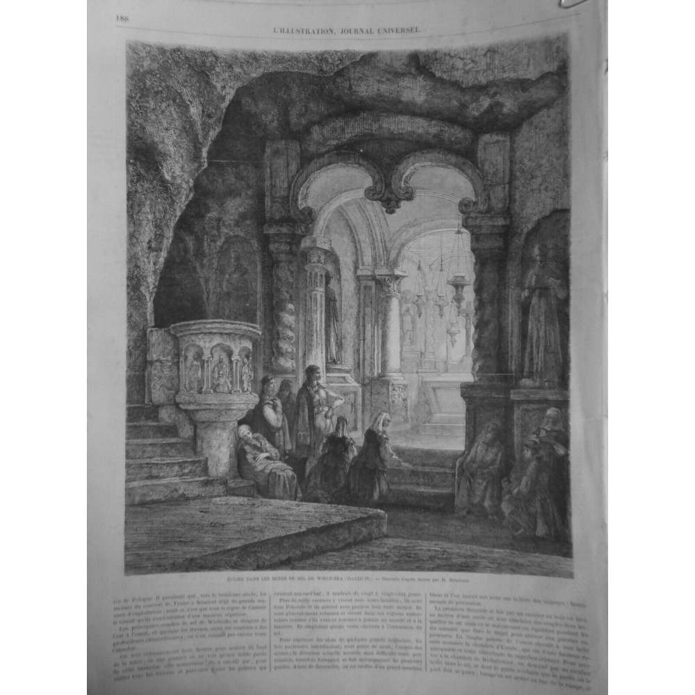 1862 I EGLISE MINES SEL WIELICZKA GALICIE DESSIN M.STROOBANT