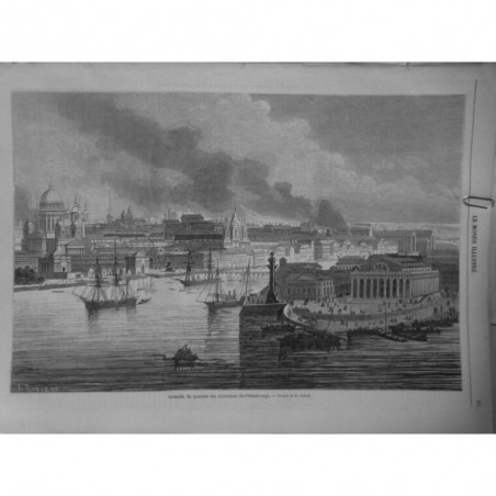 1862 MI INCENDIE QUARTIER MINISTERES SAINT PETERSBOURG CROQUIS M. OZEROFF