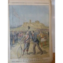 1896 JEUX OLYMPIQUES ATHENES FRANÇAIS MASSON VAINQUEUR COURSE CYCLISTE