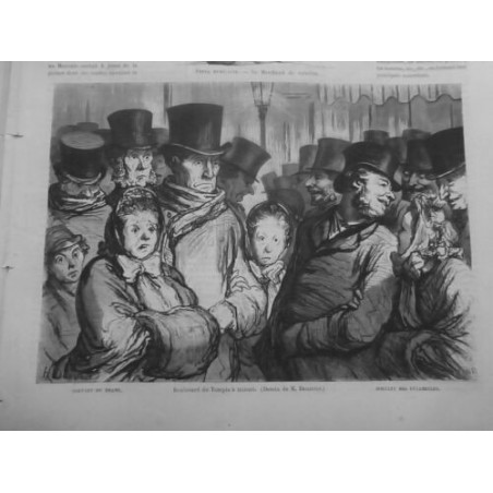 1862 MI DAUMIER DESSIN THEATRE SORTIE NOCTURNE DRAME VARIETES