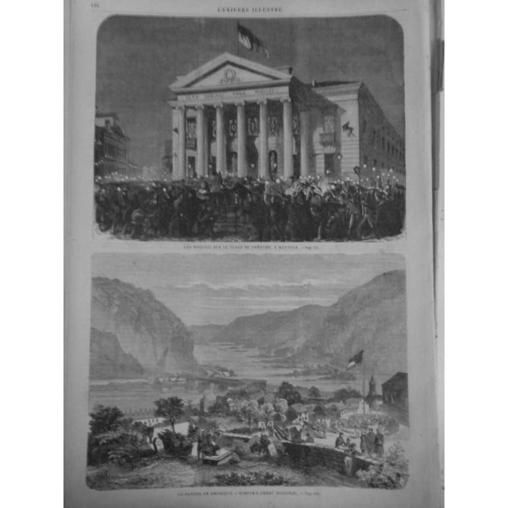 1862 UI MOCCOLI PLACE THEATRE MANTOUE GUERRE AMERIQUE HARPERS FERRY VIRGINIE