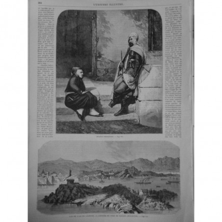 1862 UI SPAHIS INDIGENES VUE ILE LACROMA ENTREE PORT RAGUSE DALMATIE