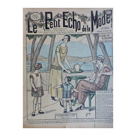 1924 PEM THÉ TERRASSE LAC SERVICE THE VOILIER JEUNE FEMME MODE TOILETTE ENFANT