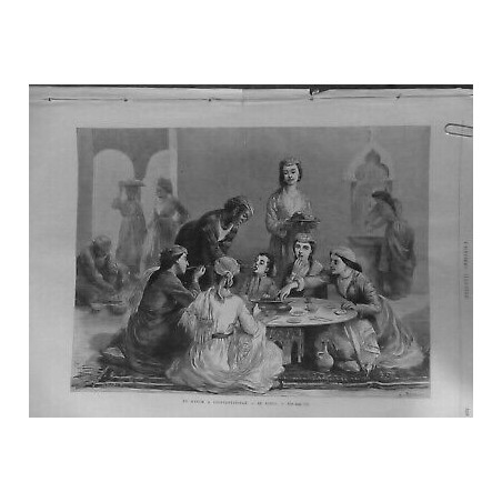 1876 EMPIRE OTTOMAN TURQUIE DINER HAREM CONSTANTINOPLE