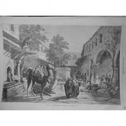 1860 SMYRNE KHAN HOTELLERIE DROMADAIRE COUR