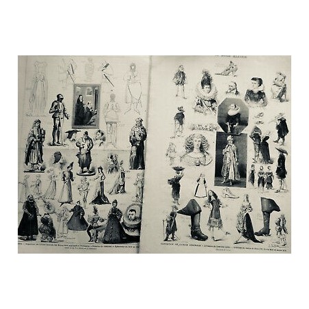 1874 COSTUMES EXPOSITION HISTOIRE 2 JOURNAUX