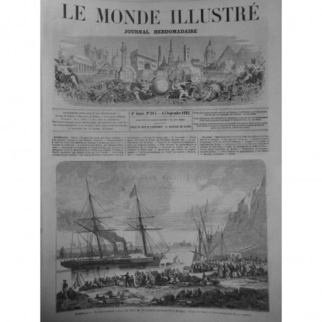 1862 MI MARSEILLE EMBARQUEMENT BORD SINAI PELERINS REVENANT MECQUE