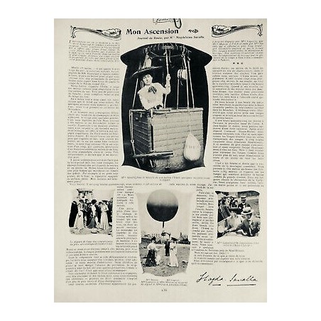 1902 F FEMME AERONAUTIQUE BALLON EDEN ASCENSION MLLE MAGDELEINE SAVALLE