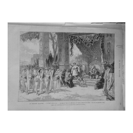 1880 THEATRE PICHEL STOGOFF SALUT AMAZONES FETE TARTARE DESSIN ADRIEN MARIE