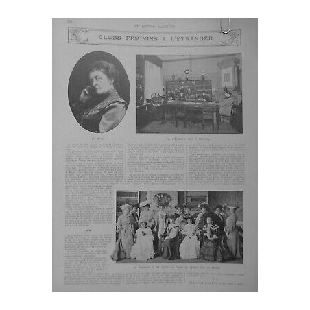 1908 FEMME FEMINISME CLUBS FEMININS ETRANGER PRESIDENTE DAMES COMITE LYCEUM