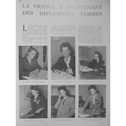 1945 FEMME FEMINISME DIPLOMATES FRANCE CONSUL ATTACHEES AMBASSADE