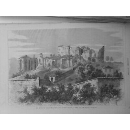 1867 UI ROME RUINES PALAIS CESARS MONT PALATIN DESSIN M.BLASCHWIK