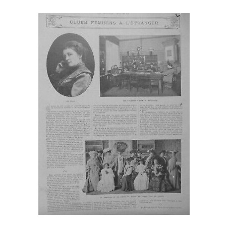 1908 MI FEMME FEMINISME CLUBS FEMININS ETRANGER LILY BRAUN COMITE LYCEUM LONDRES