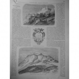 1863 I VILLE SAINT MARTIN FORT ROCCA SOMMET MONT TITAN CROQUIS M.A. BOUGY