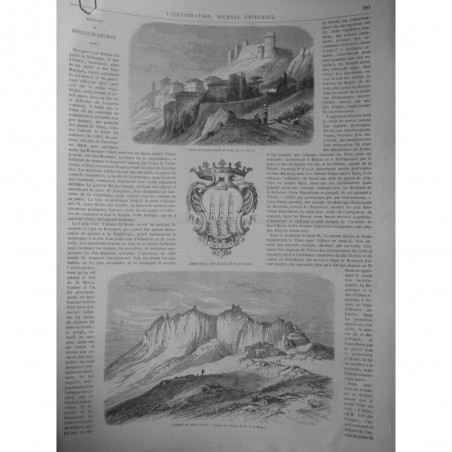 1863 I VILLE SAINT MARTIN FORT ROCCA SOMMET MONT TITAN CROQUIS M.A. BOUGY