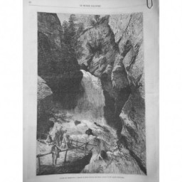 1863 MI VALLEE CHAMONIX CASCADE SAINT GERVAIS LES BAINS DESSIN EUGENE DESHAYES