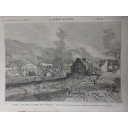 1882 PI CANADA RUINES QUEBEC INCENDIE DESSIN LEPERE FUMEE